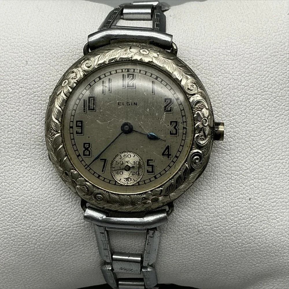Vintage Elgin Women Watch 29mm 7 Jewels Art Deco NON WORKING Manual For Parts